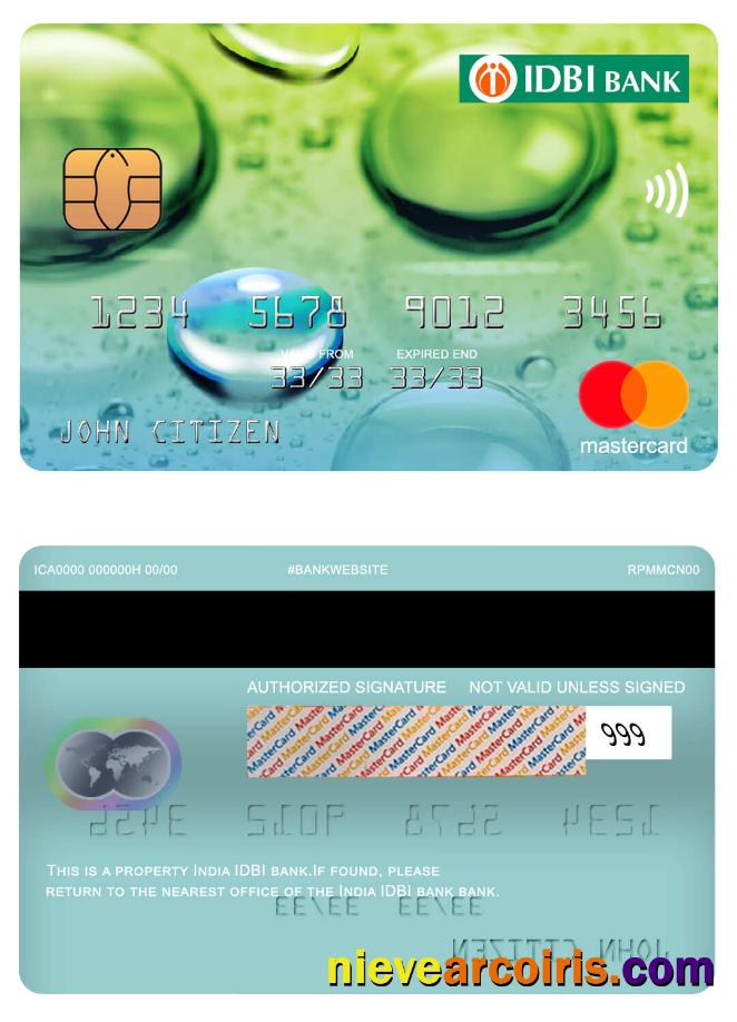 India IDBI bank mastercard screen